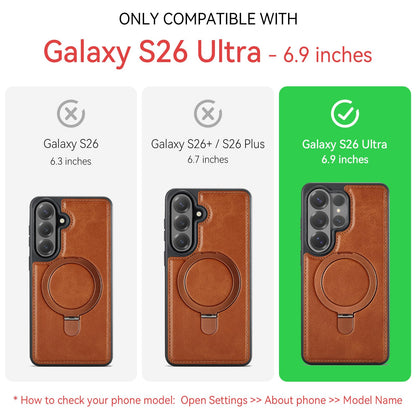 CHEEWADA for Samsung Galaxy S26 Ultra Case with Stand Compatible with Magsafe, Slim PU Leather & Rubber Drop Proof Magnetic Kickstand Protective Phone Cases Cover for Galaxy S26 Ultra 6.9", Brown