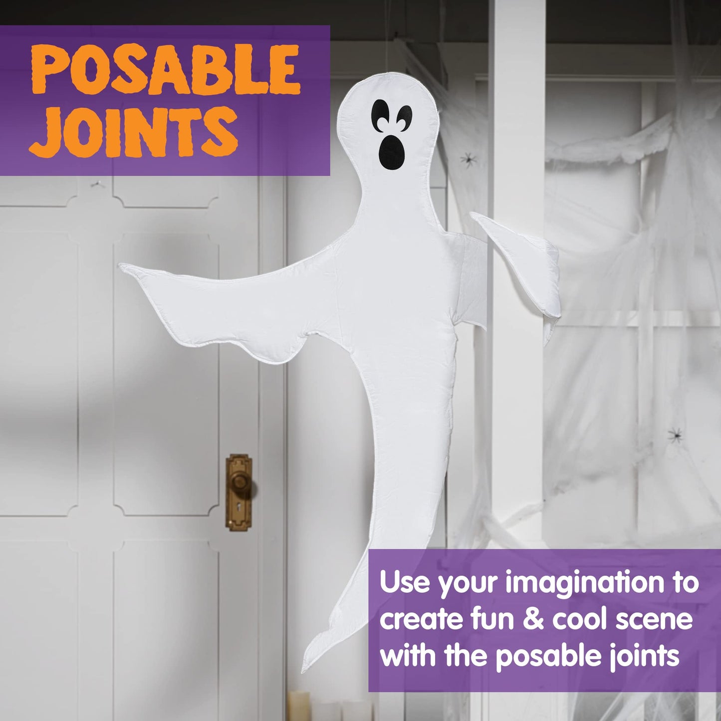 JOYIN Halloween 2 Pcs Tree Wrap Ghost Decoration Outdoor, 53” Cute Face Flying Ghost for Halloween Outdoor, Lawn, Yard, Tree, Party Supplies, Haunted House Wrap Decorations