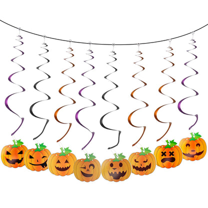 NGOKPYD 8PCS Halloween Party Decorations Halloween Ghost Pumpkin Banner Spiral Streamers, for Ceiling Doorway Wall Window Spooky Home Party Decor