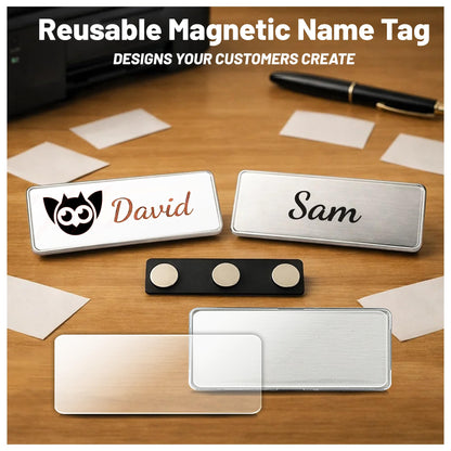 CiLoN 10 Pack Engravable Magnetic Name Badge Holder + Clear Acrylic Cover.