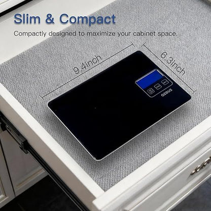Food Scale with USB Rechargeable, Digital Kitchen Scale with 6 Units, High Precision to 0.04 oz /11lbs Capacity, Weight Range from 3g-5000g (Black)