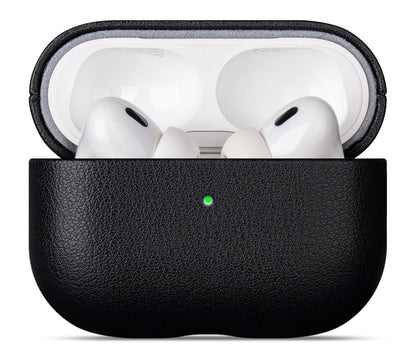 Lopie Leather Case Compatible with AirPods Pro 3rd Generation, Protective Hard Cover Fully-Wrapped with Top Grain Leather, Handmade for AirPods Pro 3 Case Cover (Not for AirPods Pro 2nd Gen) - Black