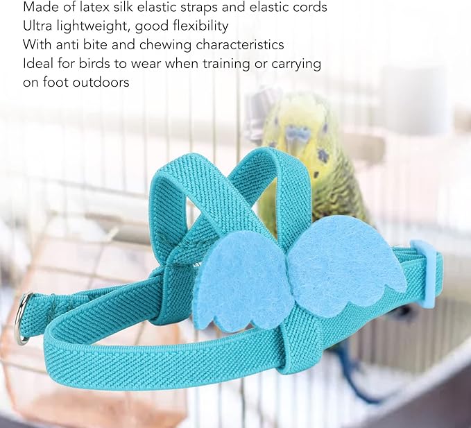 Pet Parrot Bird Harness Leash, Adjustable Parrot Nylon Leash Bird Flight Harness Vest, Bird Flying Clothes with Rope Parrot Flight Suit with Leash for Parakeets Cockatiels Conures Budgies(L)