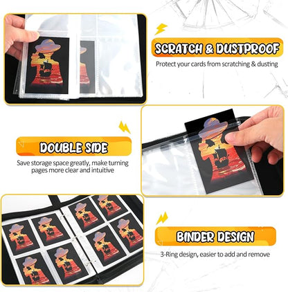 400 Pocket Trading Card Binder with 50 Removable Sleeves, Portable Zippered Card Holder, Collection Album Book Case Storage for MTG, TCG, Sports, Game Cards (Pirate Boat)