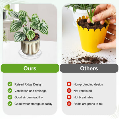 M METERXITY 4-Pack Plant Saucer, 7.09 Inch/18 cm Plastic Plant Trays Thicker for Water Drainage and Protection/Pots/Indoor/Outdoor, Flowerpot Drip Tray [Transparent]