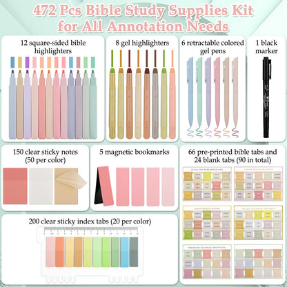 LifeisLuck Bible Journaling Kit, Bible Study Supplies Journaling Kit with Highlighters Marker Pens No Bleed Strip Index Tabs Bible Accessories Set for Women Students Beginner, Christian Gifts