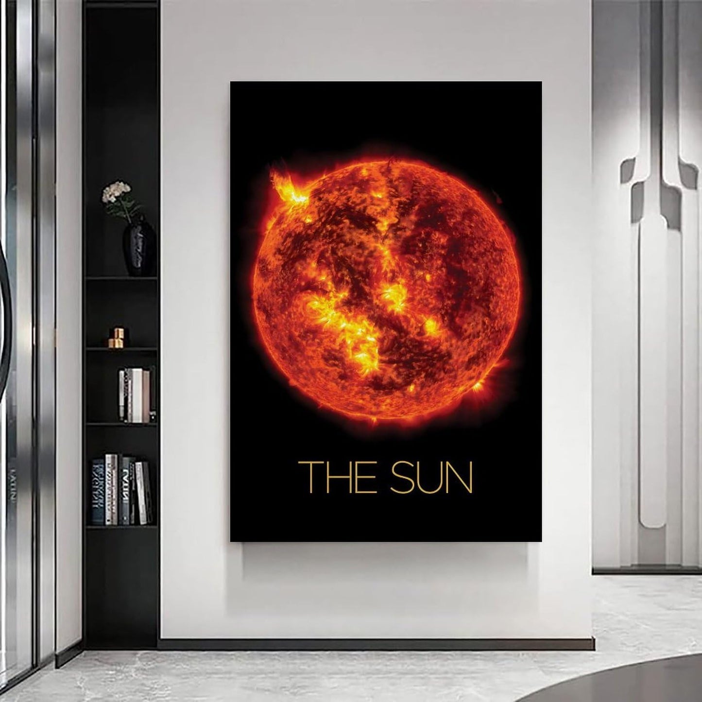 Solar System Planets Canvas Wall Art - The Sun star Space Poster for Kids Room Bedroom Classroom, STEM Educational Astronomy Decor, Science Gift for Boys Girls, 12x18 Inch Framed