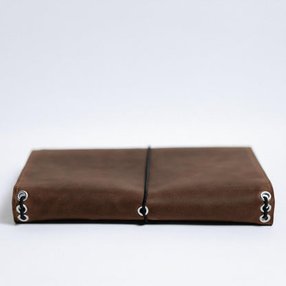 TORAKIP Leather A5 Notebook Cover – Refillable Journal Case with Elastic Bands, Pen Loop & Inner Pockets, Handmade Notebook Organizer, Fits 5.8" x 8.3" Inserts (Paper Not Included), Brown