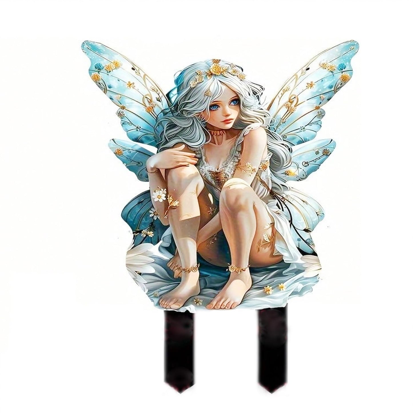 YUEYINGMG Garden Decor, Acrylic 2D Stake, Pot Plants Garden Yard Lawn Outdoor Fairy Statue Ornaments, Fairy Garden Accessories Decoration (Style E)