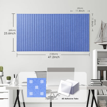 Large Cork Board for Office, 8 Pack Felt Wall Tiles with Slat Wall Paneling and Safe Removable Adhesive Tabs, Felt Bulletin Board Pin Board Cork Boards for Walls - Sky Blue