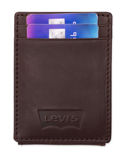 Levi's mens RFID Slim Everyday Card Case Wallet Brown