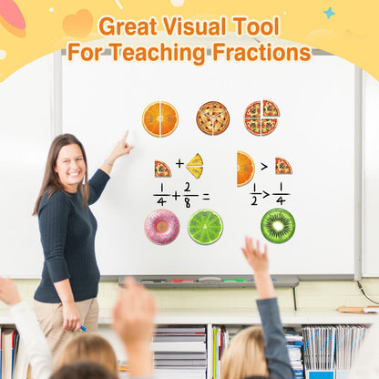 PraxiKidy Magnetic Fraction Tiles & Circles, Bars,Math Manipulatives 2nd, 3rd, 4th, 5th Grade,Fraction Manipulatives for Kids Teachers Demonstration Teaching Homeschool Supplies Classroom Whiteboard