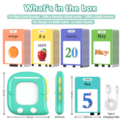 Kidzdo Talking Flashcards for Toddlers, 560 English Sight Words Educational Toy, Pocket Speech Therapy Toys, Autism Sensory Toys for Kids 1-6, Birthday Xmas Gift for Boys