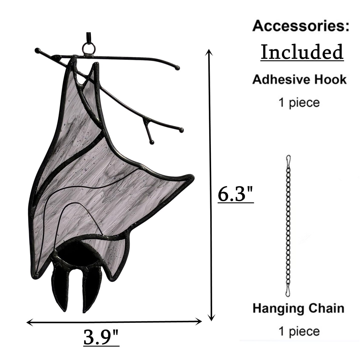 Lcensp Stained Glass Bat Decor Window Hangings Ornament, Gothic Bat Suncatcher Halloween Decorations Gifts, Handmade Occult Sun Catchers Indoor Window Home Decor
