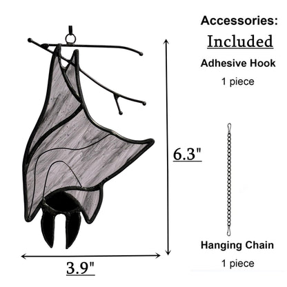 Lcensp Stained Glass Bat Decor Window Hangings Ornament, Gothic Bat Suncatcher Halloween Decorations Gifts, Handmade Occult Sun Catchers Indoor Window Home Decor