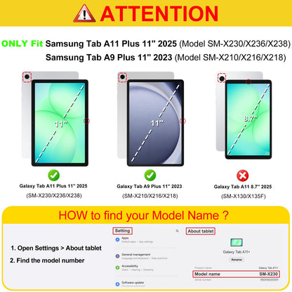 Fintie Case for Samsung Galaxy Tab A11+ Plus 11 Inch 2025/ A9+ Plus 2023, Multi-Angle Viewing Smart Stand Back Cover with Pocket Auto Wake/Sleep, Black