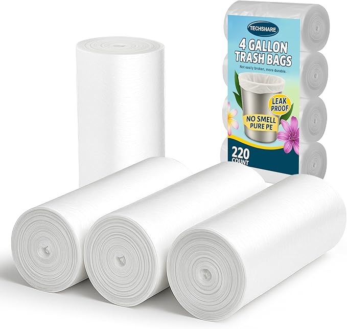 TECHSHARE 4 Gallon Small Trash Bags
