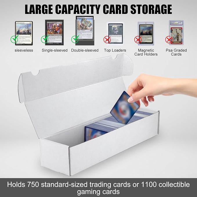 Trading Card Storage Box, 30-Pack 1100 Count White Corrugated Cardboard Bulk Sports Storage Box for TCG/Magic/Mtg Basketball Cards, Collectible Trading Cards