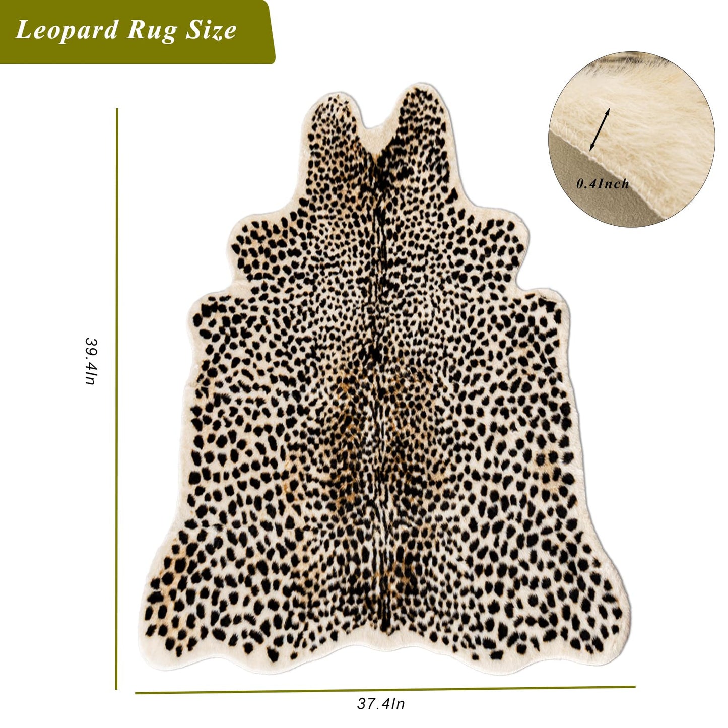 Leopard Print Rug, Faux Cowhide Cheetah Skin Rug Animal Printed Area Rug Carpet for Home Office, Livingroom, Bedroom