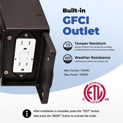 OPAXIS Outdoor Porch Lights with GFCI Outlet, Motion Sensor, Aluminum, 1-Pack, Oil-Rubbed Bronze, Model P81611