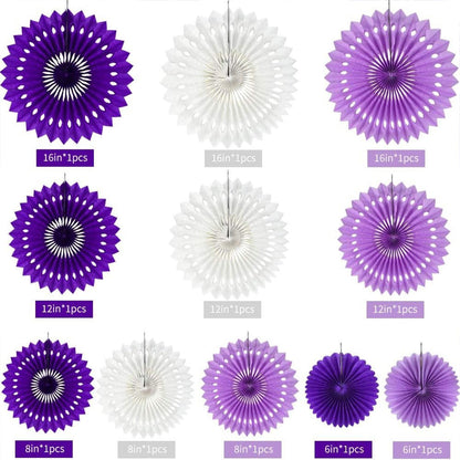 Purple White Hanging Honeycomb Round Paper Fans Halloween Decoration Kit for Baby Boy Shower Birthday Wedding Under The Purple Theme Photo Booth Backdrops Paper Party Supplies 11 Count