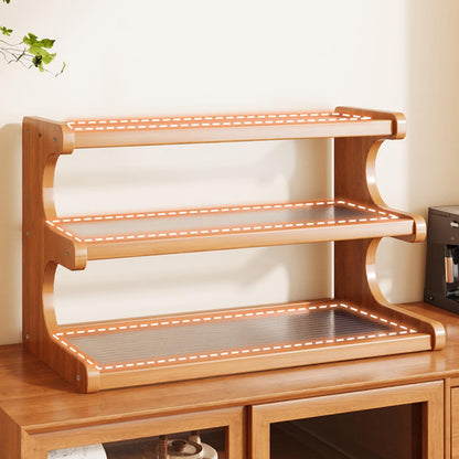 Wynfelo 3-Tier Wooden Mug Holder Countertop, Coffee Cup Holder Mug Display Coffee Mug Organizer Mug Rack for Coffee Station Organizer Mug Shelf for Cabinet for Kitchen, Home,Natural