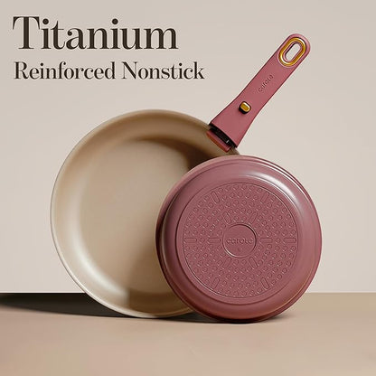 CAROTE Pots and Pans Set, Nonstick Cookware Sets with Detachable Handle, Oven Safe, Cookware Non Stick Cooking Set w/Frying Pans & Saucepans Red(PFOS, PFOA Free)