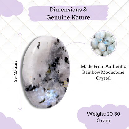 Anaya Agate Rainbow Moonstone Worry Stones Certified Crystal Thumb Worry Stone for Anguish, Relaxing and Soothing Balance Stones for Meditation, Stress Relief Crystals and Healing Stones for Men Women