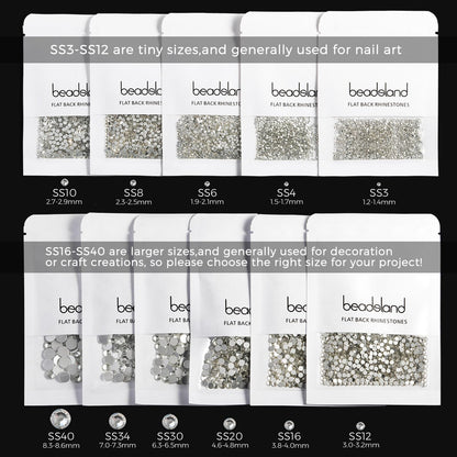 beadsland Flat Back Crystal Rhinestones Round Gems, Orange (2.7-2.8mm) SS10/1440pcs