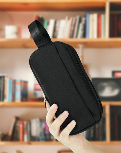 Fmeida Pencil Case Pouch Expandable - Extra Large Pencil Pouch Aesthetic Pencil Bag Office Stationery Organizer with Handle for Adult Men Women Back to School Supplies - Black