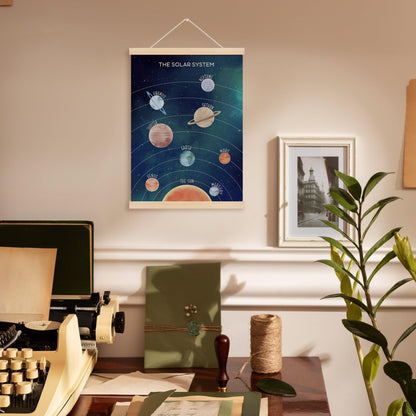 MOTERMATE Space Solar System Poster Hanger Frame, the Solar System Nursery Wall Hanging Decor Art Framed for Kids Nursery Room Bedroom Playroom Home, Space Galaxy Wall Poster Prints, 12x16 Inch
