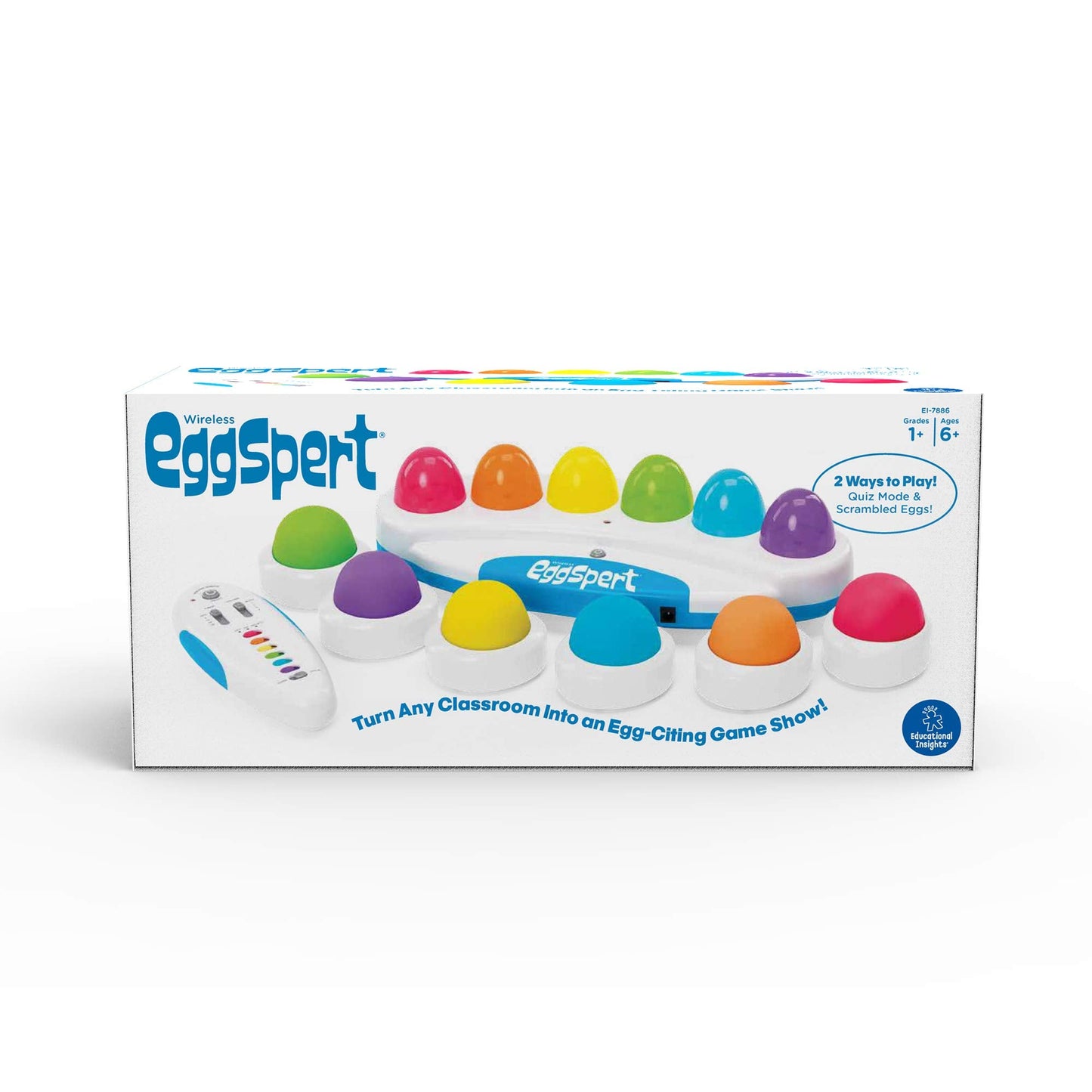 Educational Insights Wireless Eggspert 2.4 GHz - Game Buzzers with Lights and Sound, Classroom Trivia Game Show Buzzers, Answer Button Set for Class Quiz Games, Must-Have Teacher Resources