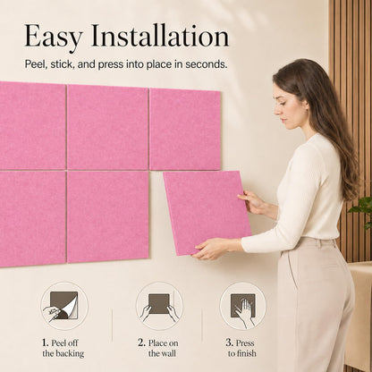 Baysola Felt Bulletin Board Panels 48 x 36 Inch Self Adhesive Wall Tiles Cork Board Alternative for Office Classroom Photos Notes 12 Pack