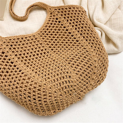 Beach Tote Bag for Women Crochet Purse Large Summer Hobo Woven Shoulder Handbag for Vacation