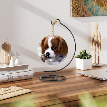 LEYAFADOCO Ornament Display Stand Holder Iron Hanger Air Plant Stand Flower Pot Holder Iron Stand for Hanging Glass Globe Ball ,Christmas Wedding Ornament, Home Office Decor (Mini-Moon)