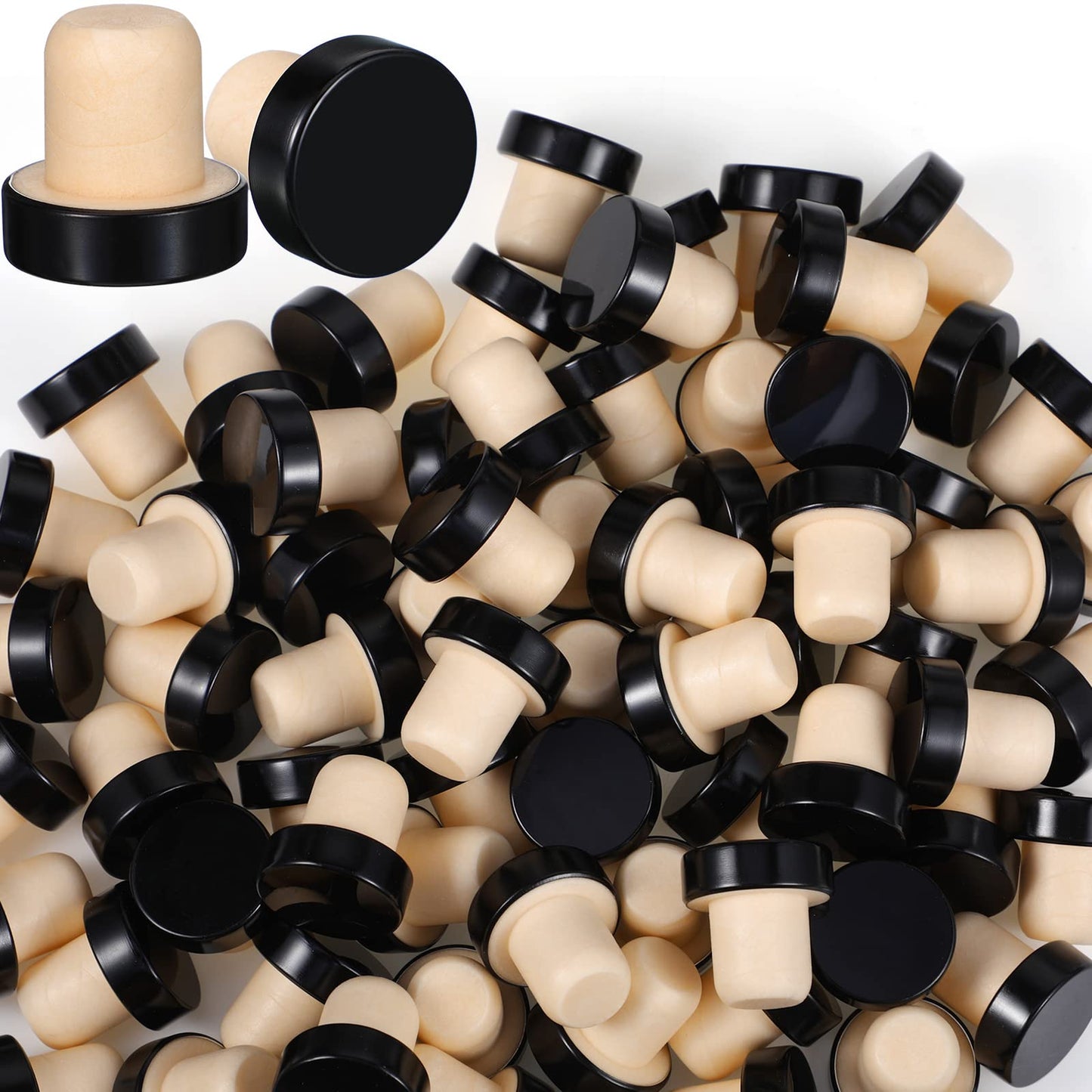 Yookeer T-shaped Stopper Cork Wine Bottle Stoppers Reusable Wine Sealing Plug for Beer Bottles DIY Craft(Black,144 Pieces)