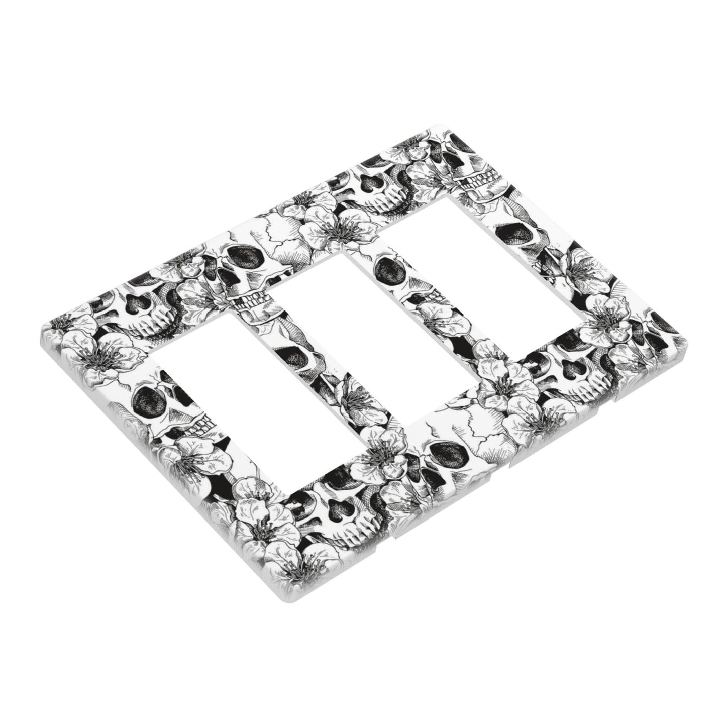 Gothic Skull Floral Skeleton 3 Gang Triple Rocker/Decorator Light Switch Wall Plate Cover Decorative GFCI Electrical Faceplate Switchplate Dimmer