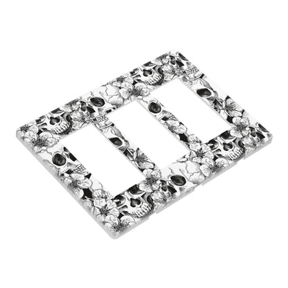 Gothic Skull Floral Skeleton 3 Gang Triple Rocker/Decorator Light Switch Wall Plate Cover Decorative GFCI Electrical Faceplate Switchplate Dimmer