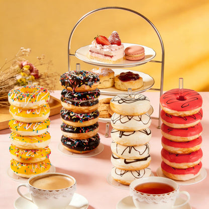 Hazyore Transparent Donut, 3 Piece Set Transparent Donut, Holder Dessert Table Decoration Prop, Perfect For Parties Wedding Christmas Birthday & New Year