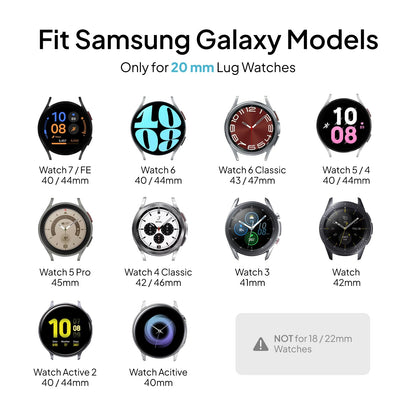 6 Pack Stretchy Bands Compatible with Samsung Galaxy Watch 7 6 5 4 40mm 44mm/Galaxy Watch 6 4 Classic 42mm 46mm 43mm 47mm/Galaxy 5 Pro 45mm/Active 2, 20mm Elastic Nylon Sport Strap for Men Women