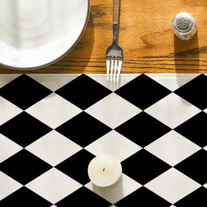 Artoid Mode Diamond Plaid Black Table Runner, Seasonal Halloween Party Kitchen Dining Table Decoration for Home Party Decor 13x90 Inch