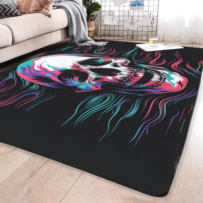 CVDSGEW Gothic Area Rugs, the Mystery and Uniqueness of the Skull, Like a Ghost in the Moonlight, are Thought-provoking. Non-Slip Soft Home Decor Skulls Print Black Game Room mat 2' x 3'