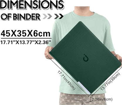 D DACCKIT Card Binder 16 Pocket - Fits 1024 Cards，4X4 Ringless Card Album with Sleeves for Trading Cards & Sports Cards（Model A，Blackish Green）