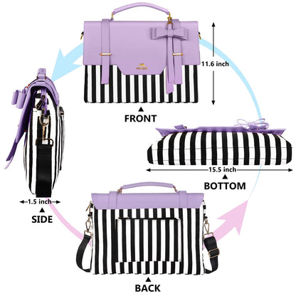 MATEIN Laptop Tote Bag for Women, 15.6 inch Cute Computer Sleeve Case Briefcase with RFID Pocket for Nurse Teacher, Lightweight Messenger Carrying Shoulder Handbag, Sister Gift for Office Work, Purple
