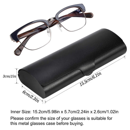 Hifot Aluminium Glasses Case, Slim Reading Glasses Case, Portable Travel Black Eyeglass Spectacles Protection Hard Shell Case