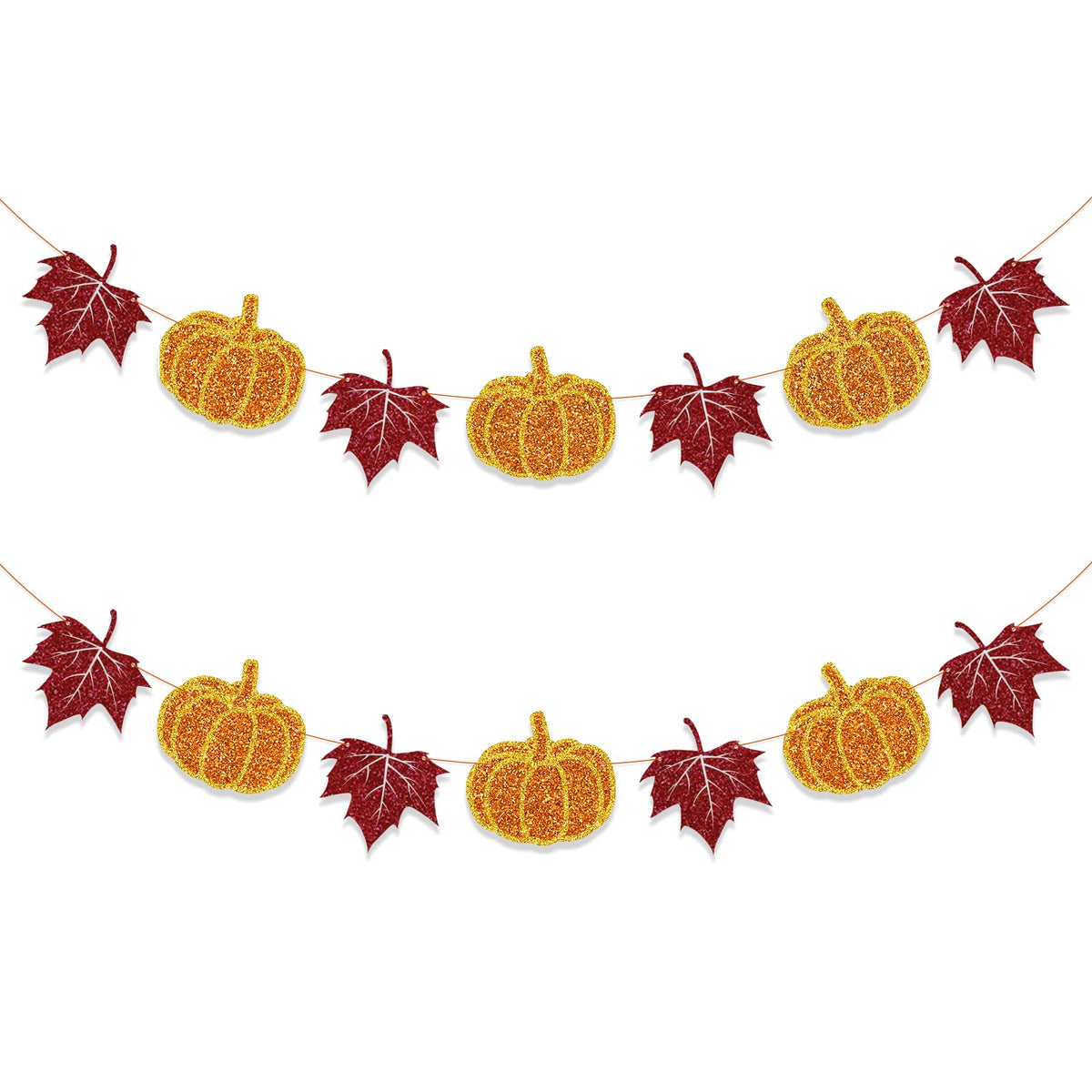 Tinbax Fall Decorations Home Thanksgiving decor - Pumpkin and Maple Leaves Sign Fall Autumn Harvest Garland Hanging Bunting Banner(Pre-Strung)