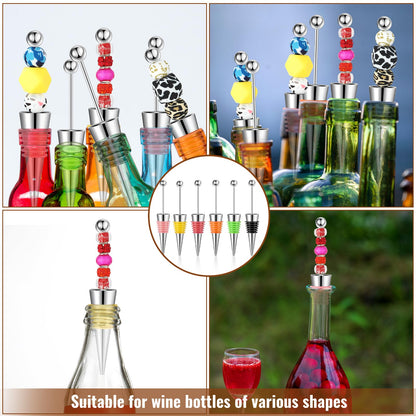 Tandefio 24 Pcs Beadable Wine Stoppers Bulk Bottles Decorative Beadable Wine Bottles Stopper Reusable for Beverage Gifts Holiday Party Wedding Bar