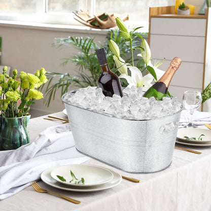 OBTANIM 4 Pack 4 Gallon Galvanized Ice Buckets Metal Champagne Drink Cooler Storage Ice Tub with Handles for Beer Cocktails Wine Beverage Home Parties Bar Cooling Supplies