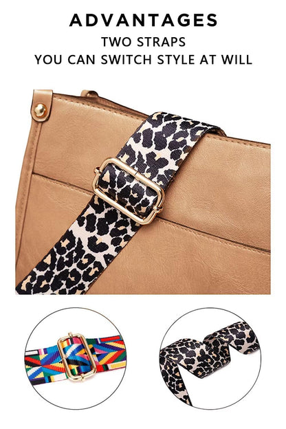 AUYOCO Vegan Leather Crossbody Bags for Women, Crossbody Purse with 2 Guitar Straps Zipped Pockets Handbag Shoulder Bag