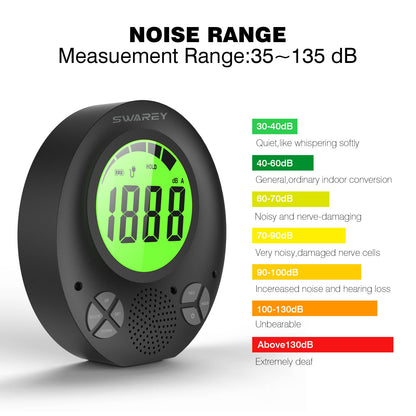 SWAREY Digital Decibel Meter with DIY Voice Warning Function, Wall Hanging Sound Level Meter 35dB to 135dB with Alarm Quiet Please, Sound Level Meter for Schools Hospitals Temples Libraries Theaters